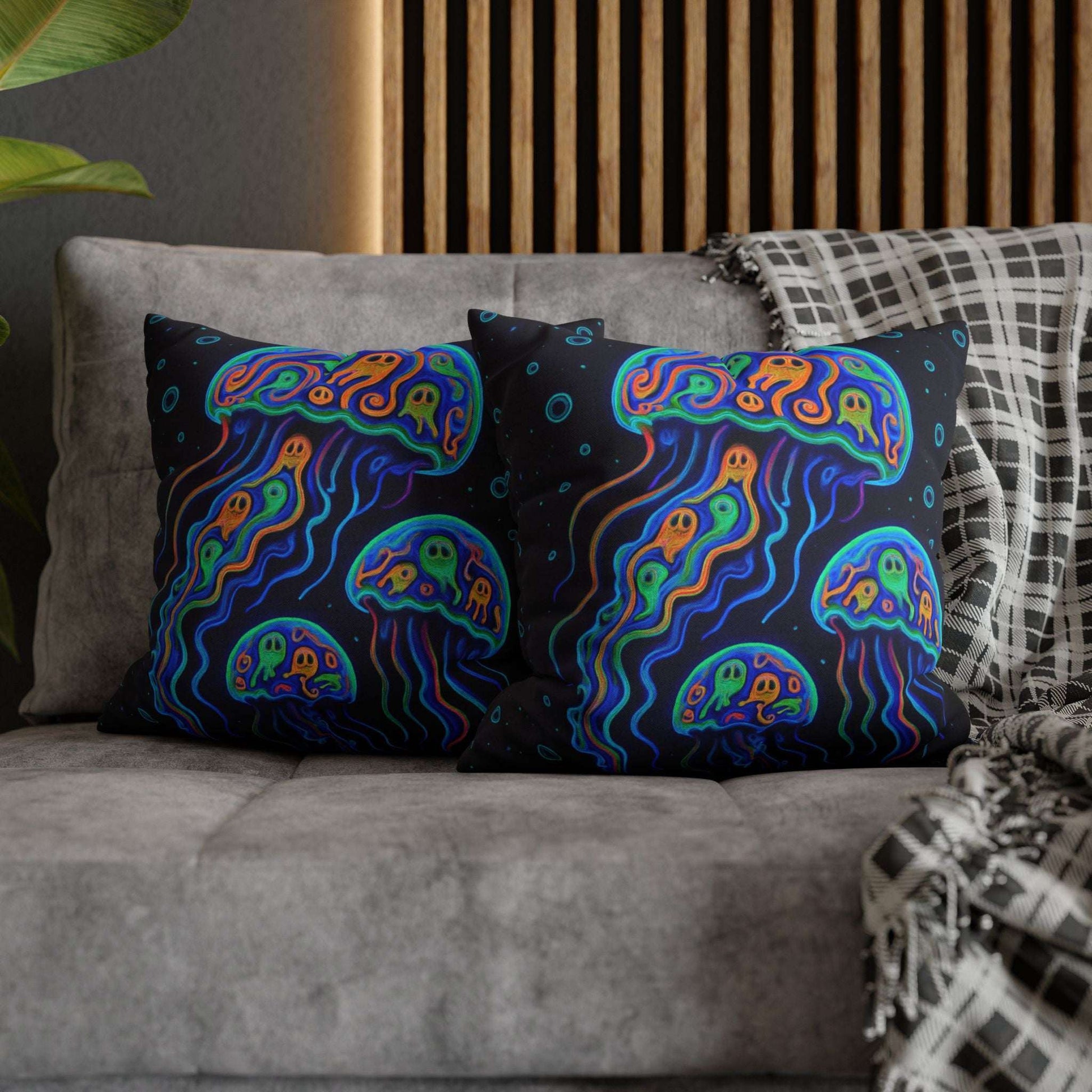 Colorful jellyfish double-sided patterned Halloween pillows.