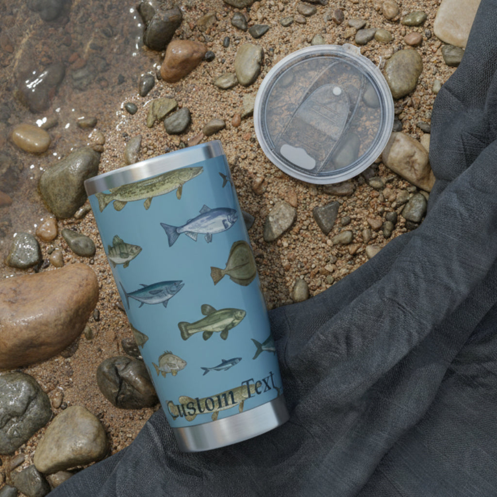 Tumbler with fish design that can be personalized.