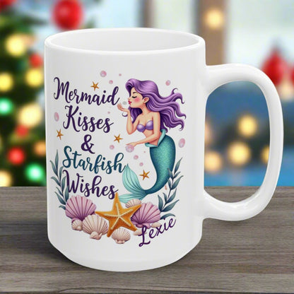 Mermaid Kisses Starfish Wishes Mug ~ Personalized