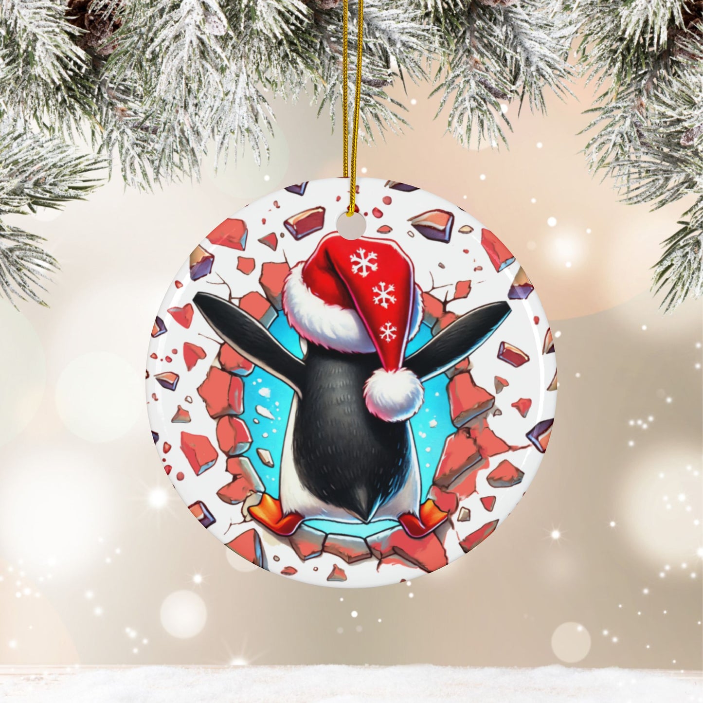 Penguin Red Breakout Ornament