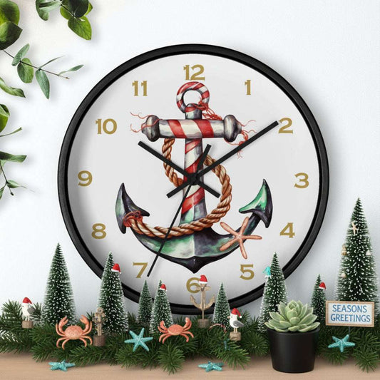 Wall clock with anchor design on a white background