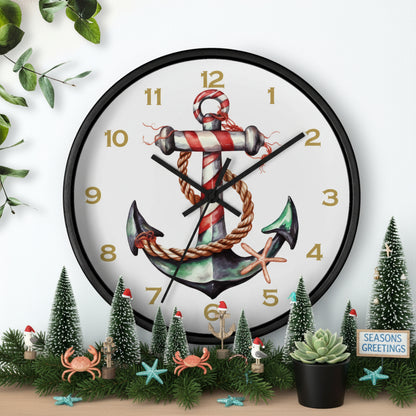 Wall clock with anchor design on a white background