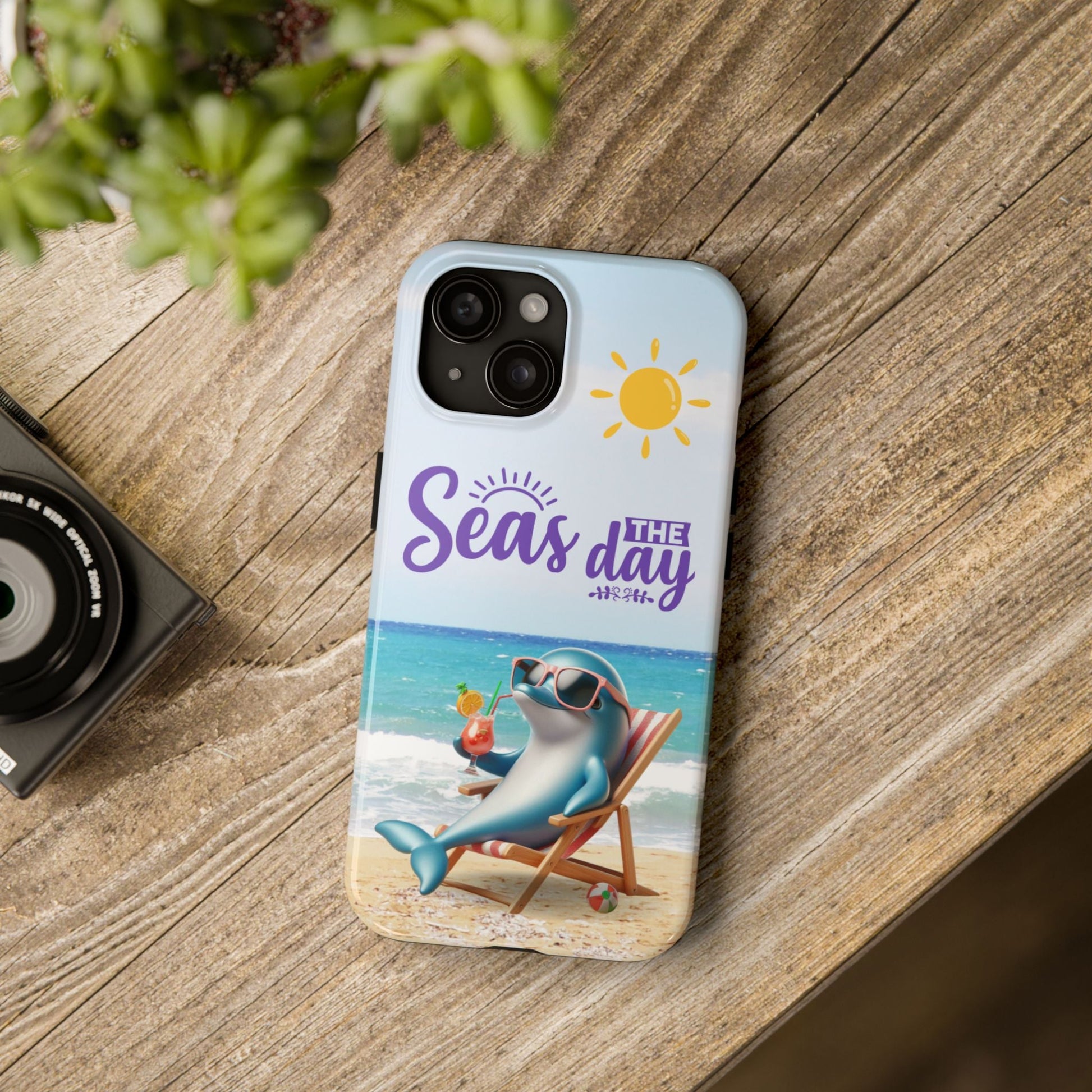 Seas the Day Dolphin Phone Case  Phone Case iPhone-15 Everythings Beachy