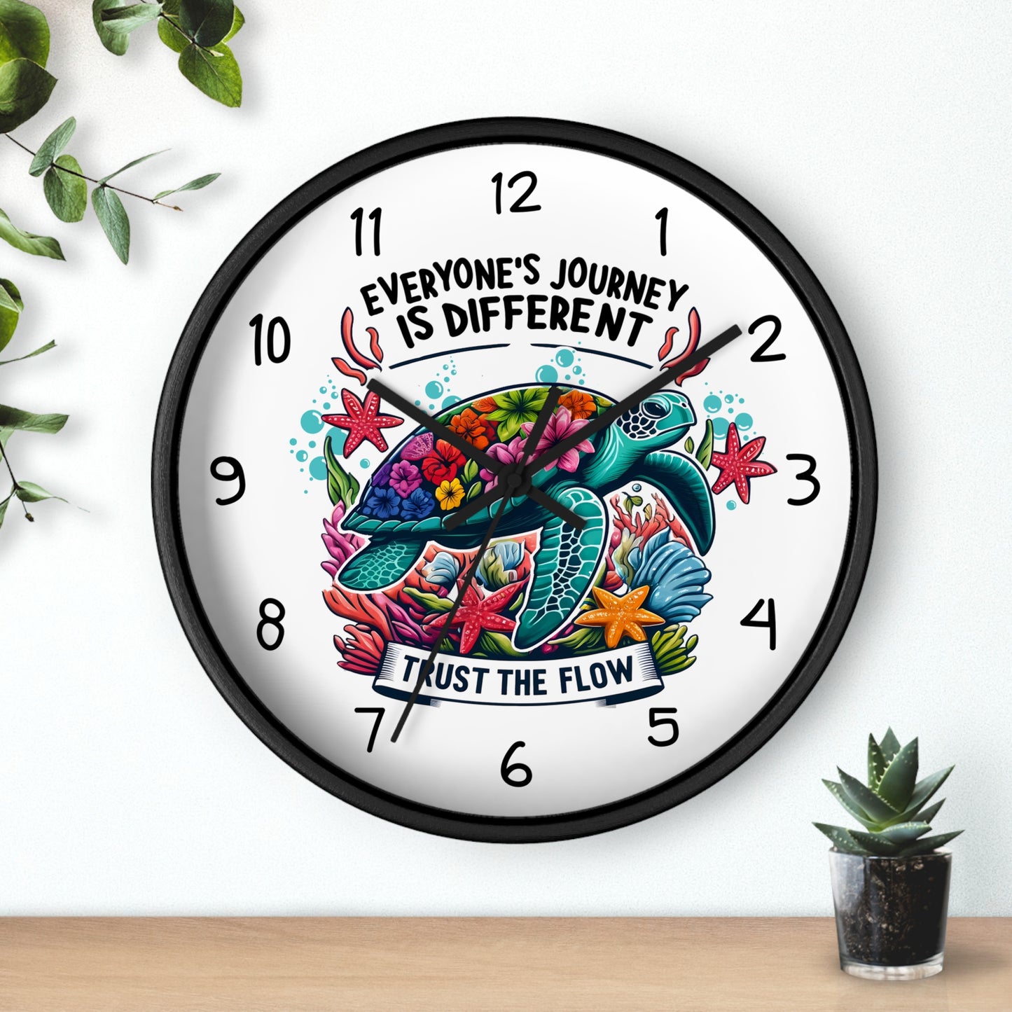 Turtle Wall Clock - "Everyone's Journey Is Different" Inspirational Ocean Clock  Home Decor  Everythings Beachy