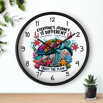 Turtle Wall Clock - "Everyone's Journey Is Different" Inspirational Ocean Clock  Home Decor  Everythings Beachy