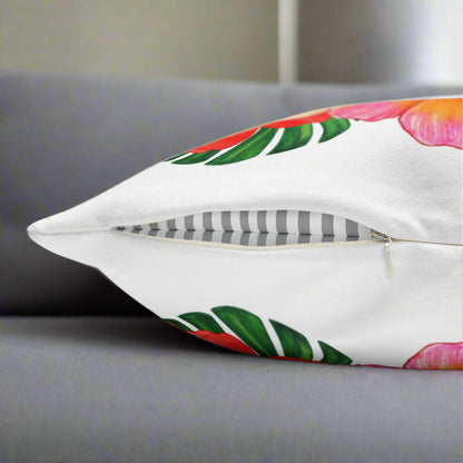 Decorative pillow with floral pattern on a gray background