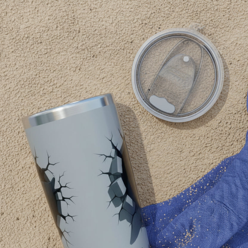 white stainless steel tumbler.