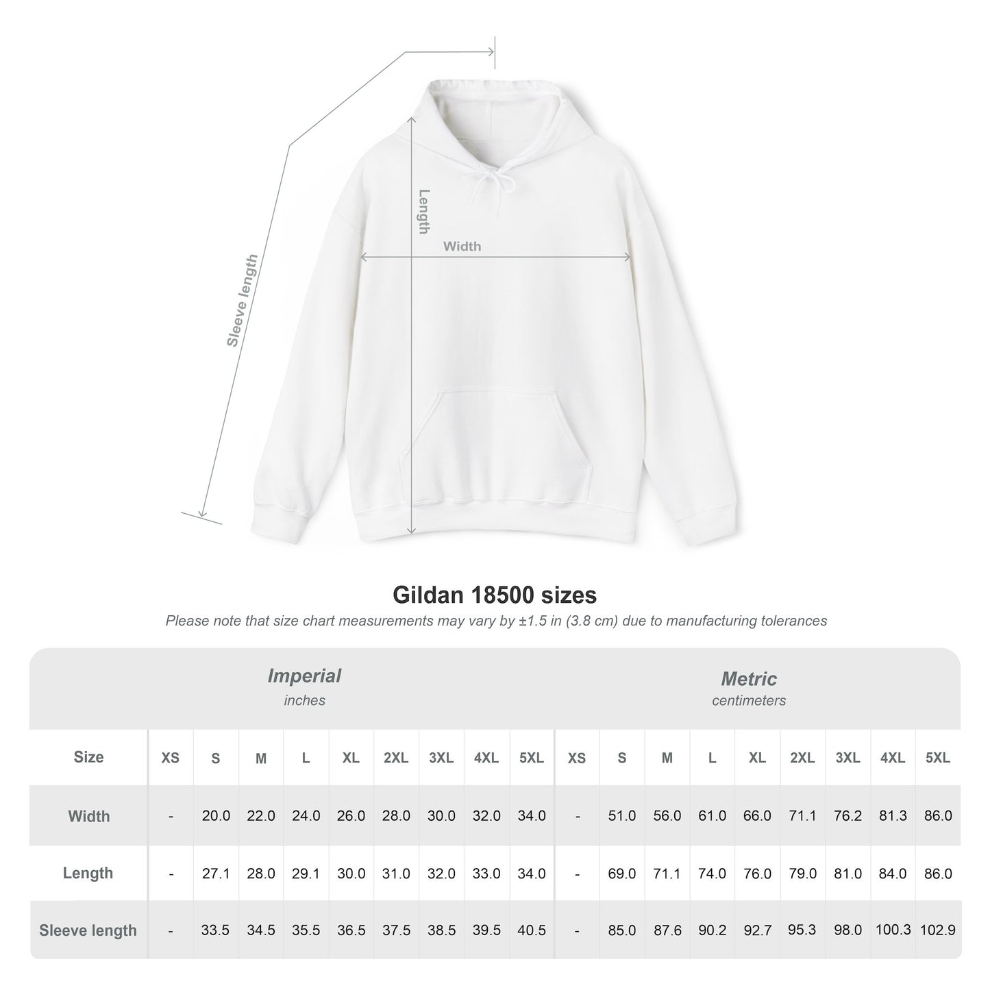 Hoodie Size Chart