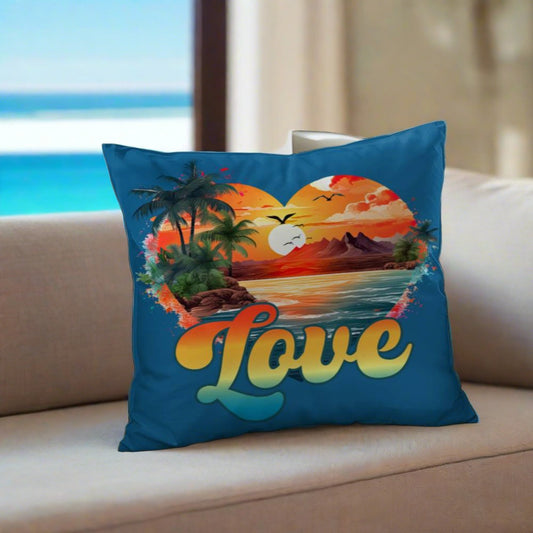 Love Beach Sunset Pillow