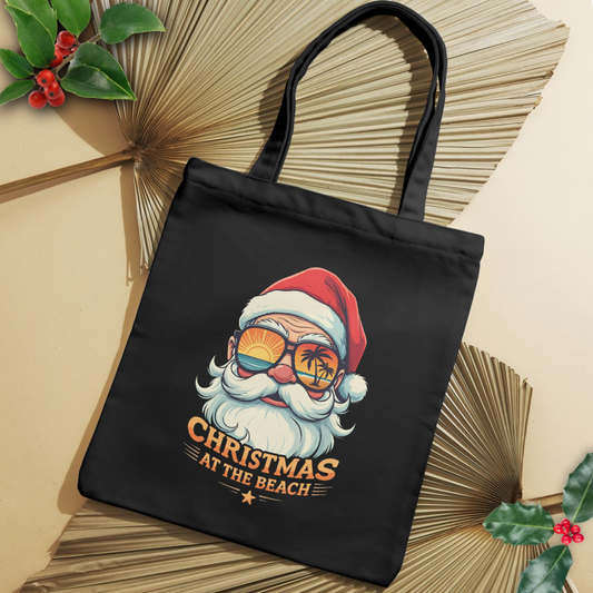 Christmas at the Beach Retro Santa Tote Bag