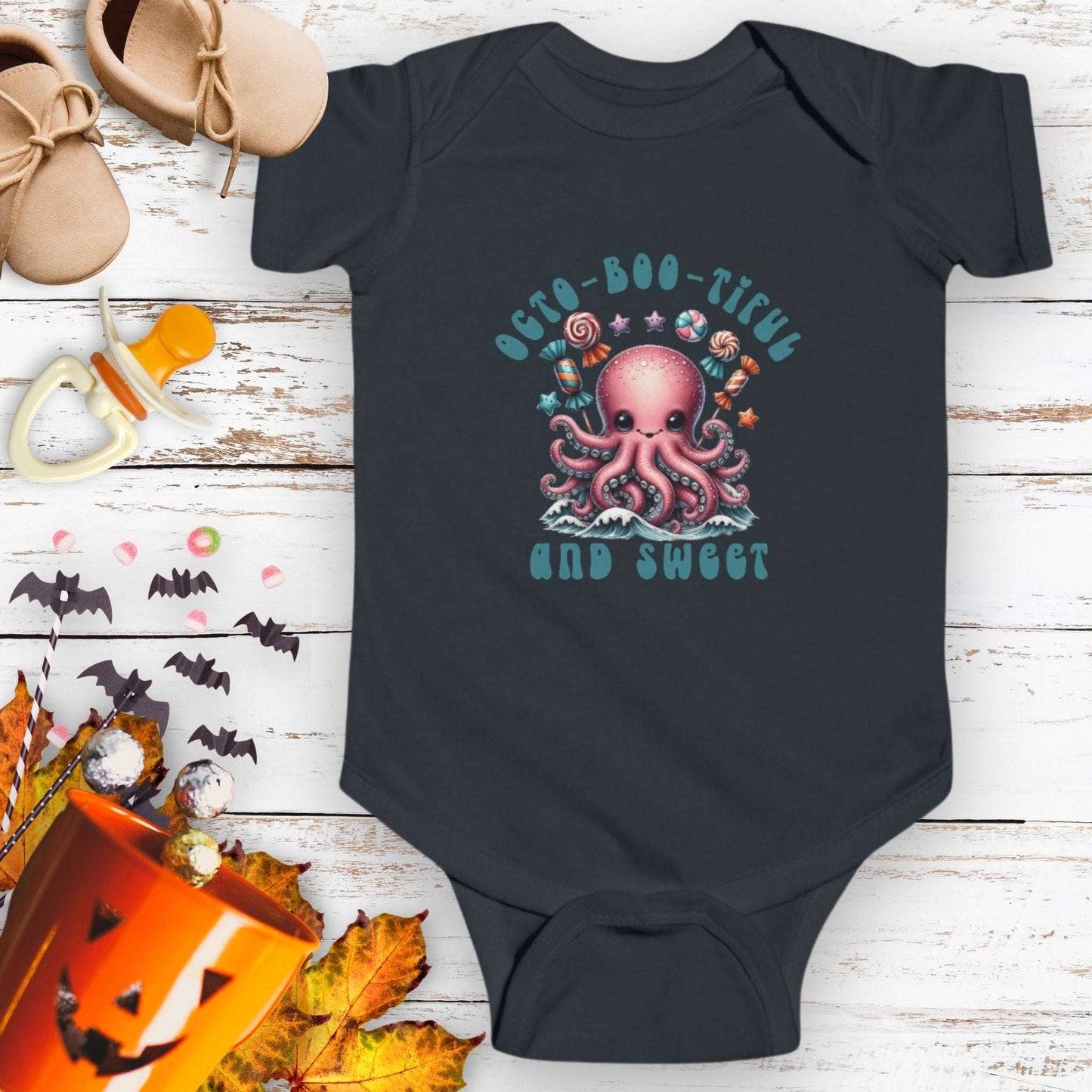 Octo-Boo-tiful and Sweet Octopus baby bodysuit.