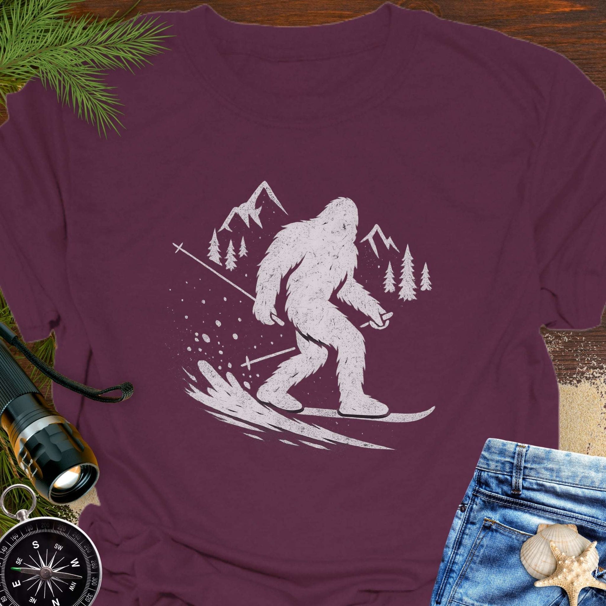 Skiing Bigfoot T-Shirt