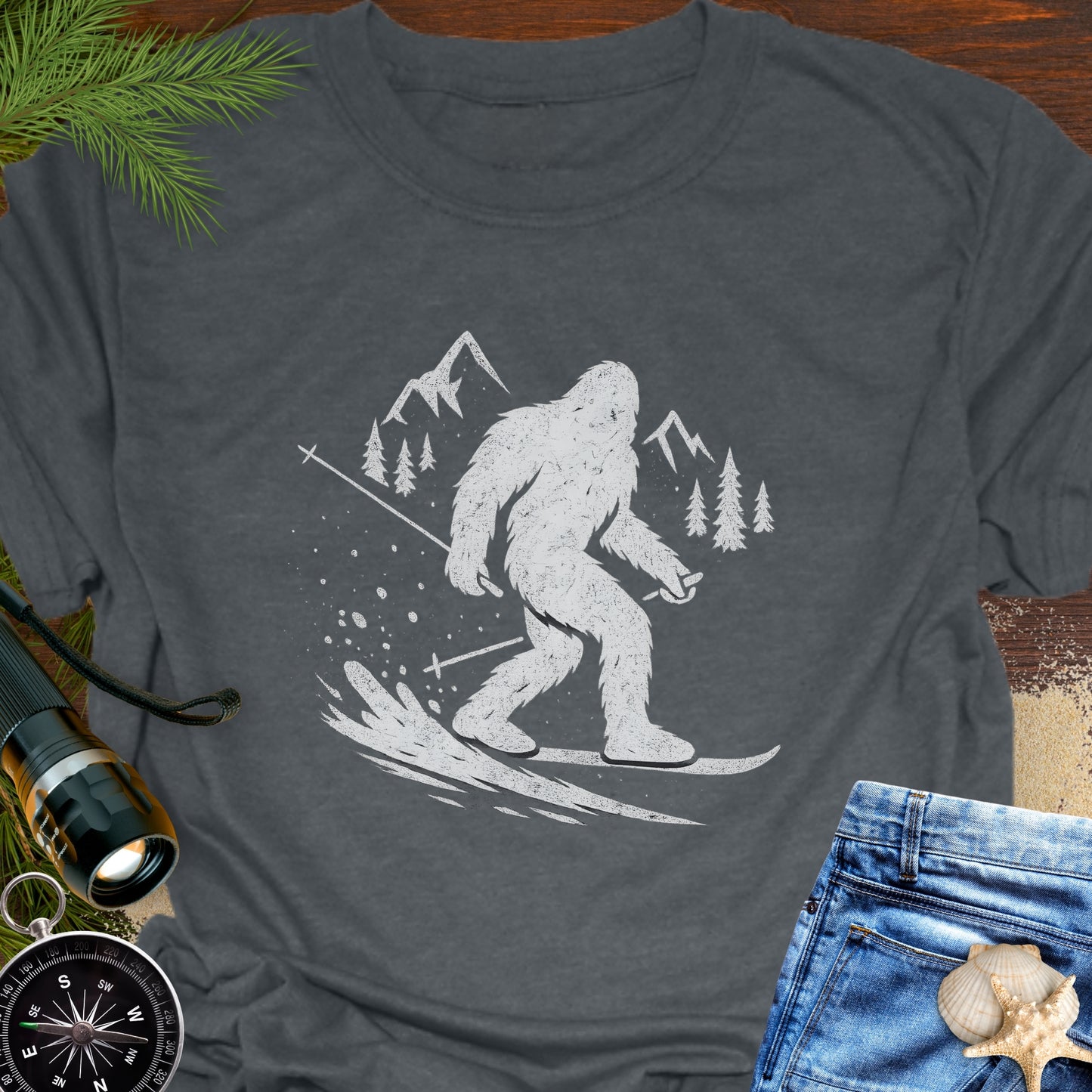 Skiing Bigfoot T-Shirt