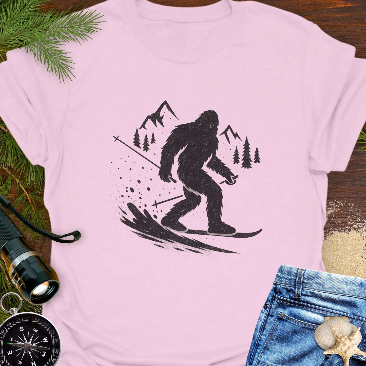 Skiing Bigfoot T-Shirt