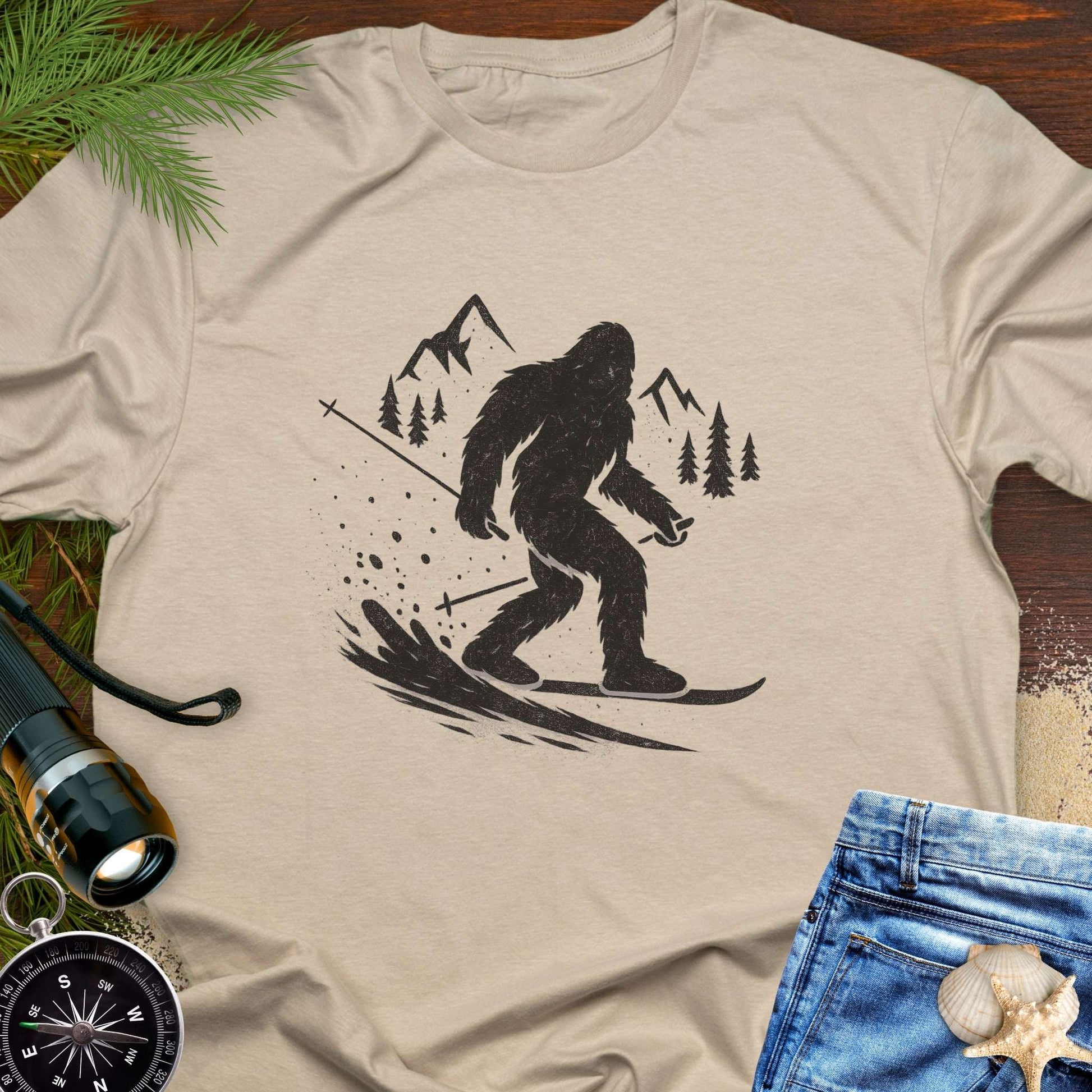 Skiing Bigfoot T-Shirt
