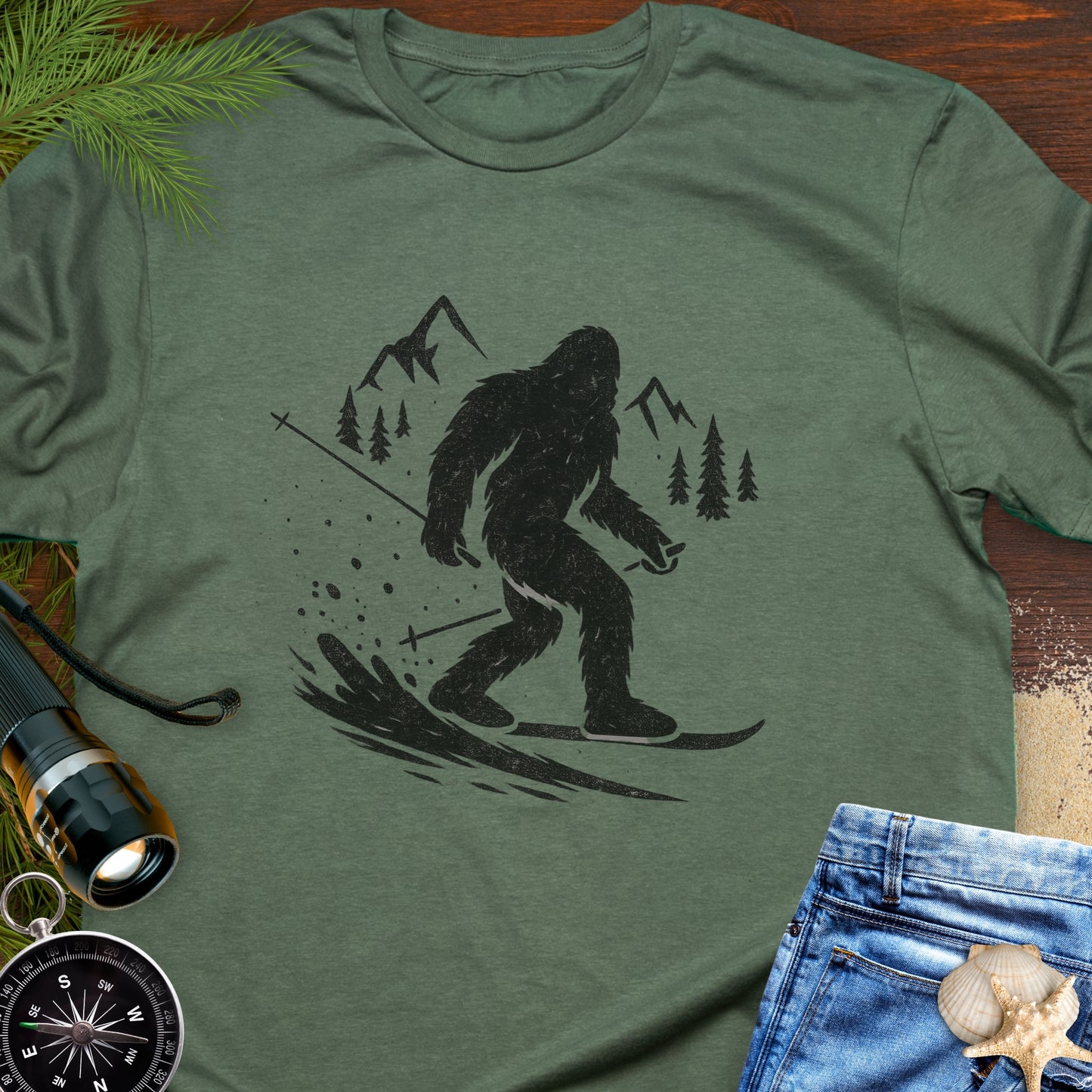 Skiing Bigfoot T-Shirt
