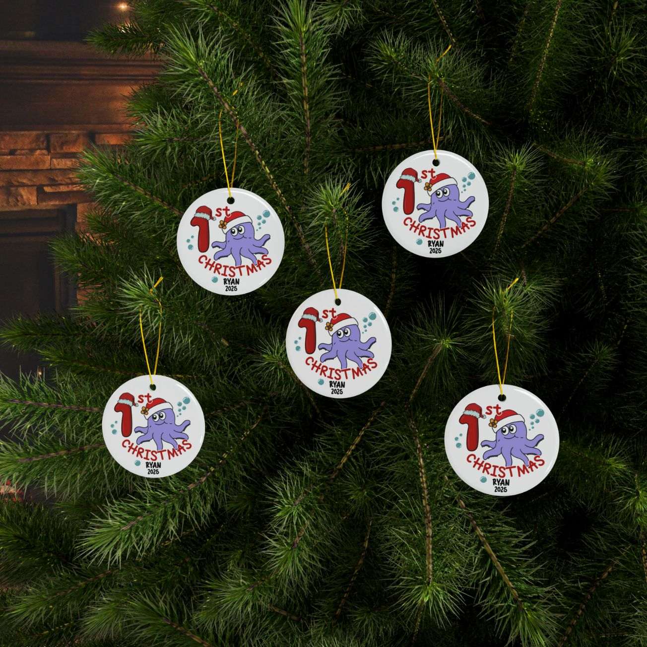 Octopus 1st Christmas Ornament  | Personalized