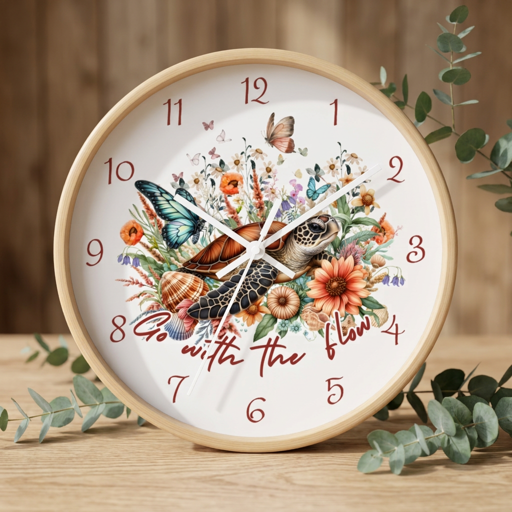 Sea Turtle "Go With The Flow" Clock  Home Decor  Everythings Beachy
