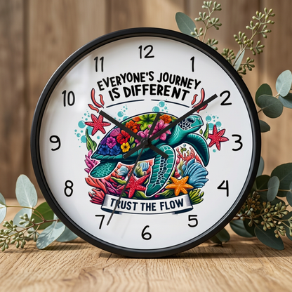 Turtle Wall Clock - "Everyone's Journey Is Different" Inspirational Ocean Clock  Home Decor  Everythings Beachy