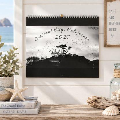 2027 Crescent City California wall calendar featuring Battery Point Lighthouse photography by local photographer Sean Staggs.