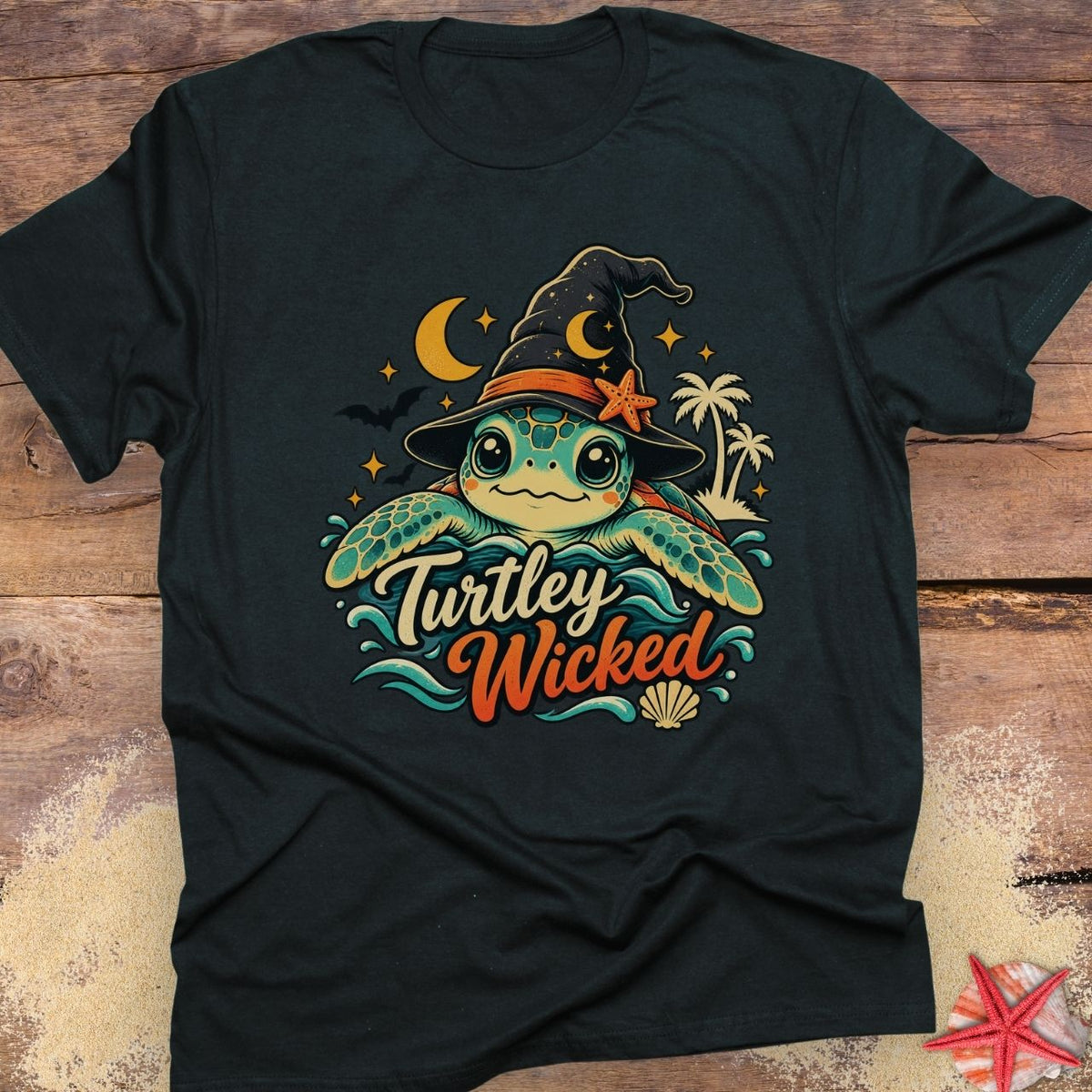 Turtley Wicked Shirt – Sea Turtle Witch Graphic T-Shirt  T-Shirt  Everythings Beachy