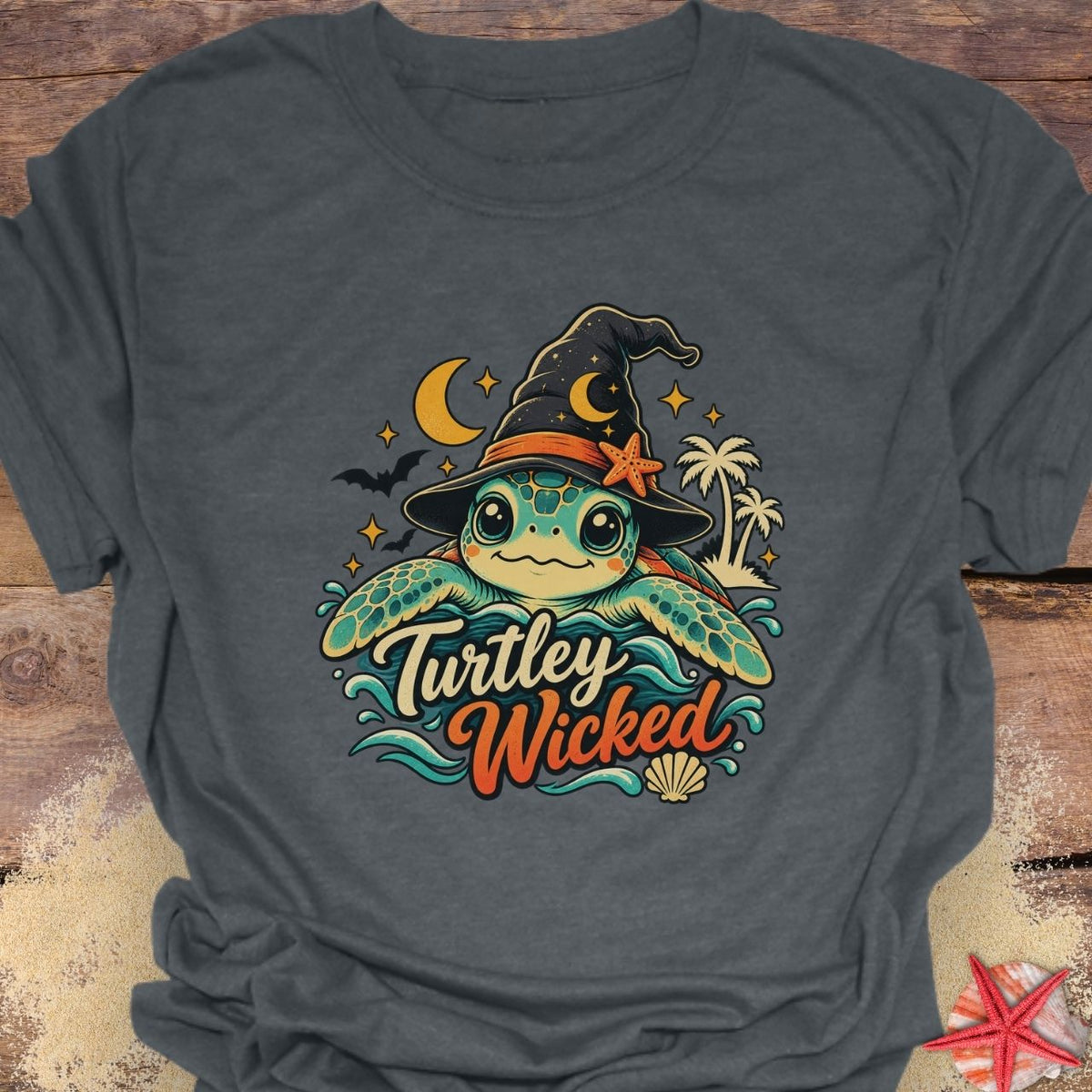 Turtley Wicked Shirt – Sea Turtle Witch Graphic T-Shirt  T-Shirt  Everythings Beachy