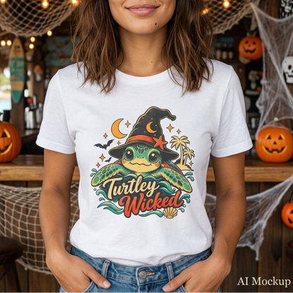 Turtley Wicked Shirt – Sea Turtle Witch Graphic T-Shirt  T-Shirt  Everythings Beachy