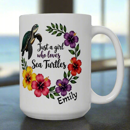 Sea Turtle Girl Mug ~ Personalized