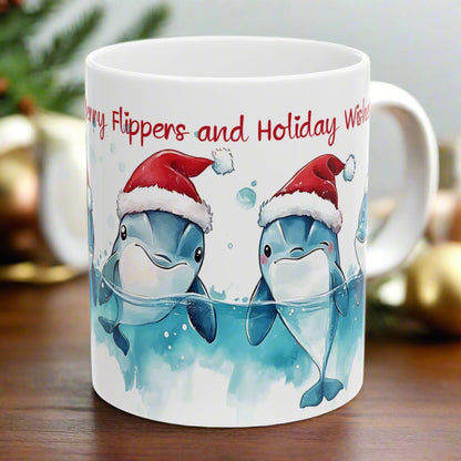 Merry Flippers and Holiday Wishes Mug