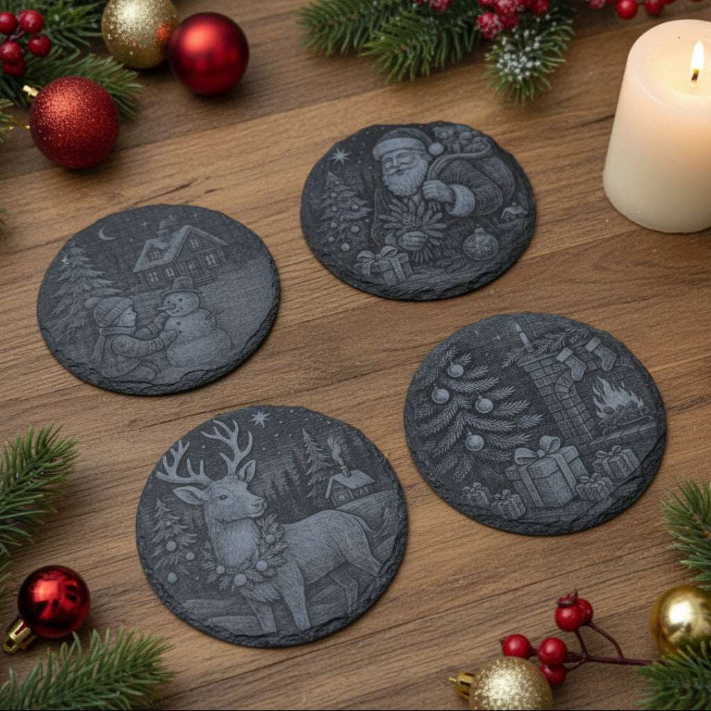 Christmas Engraved Coasters | 4 Pack Set