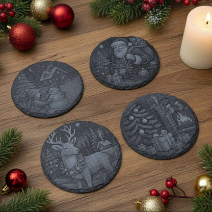 Christmas Engraved Coasters | 4 Pack Set