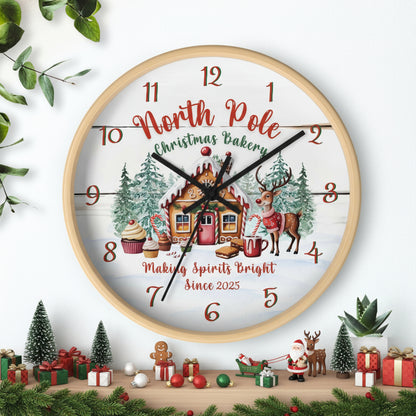 Decorative clock with Christmas-themed design on a white background
