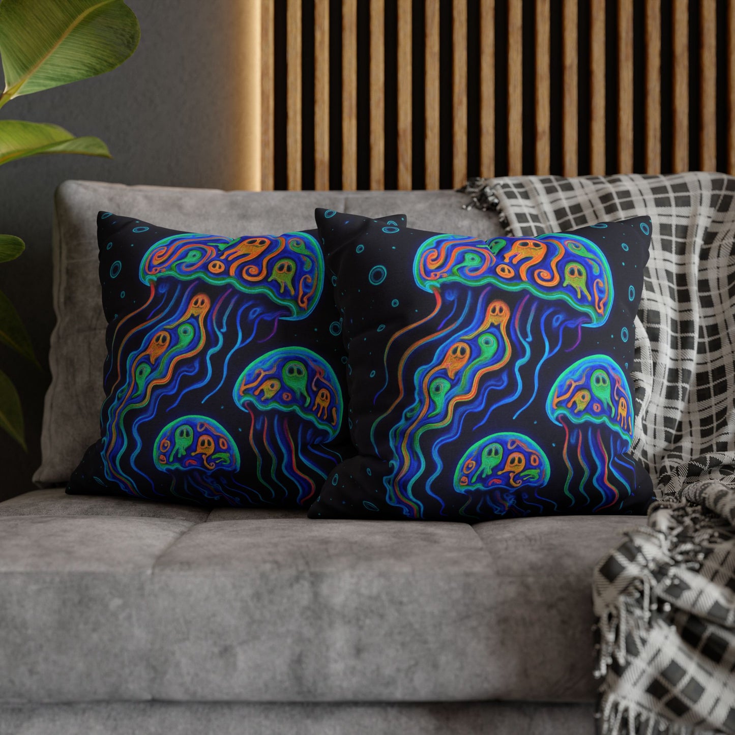 Colorful jellyfish double-sided patterned Halloween pillows.