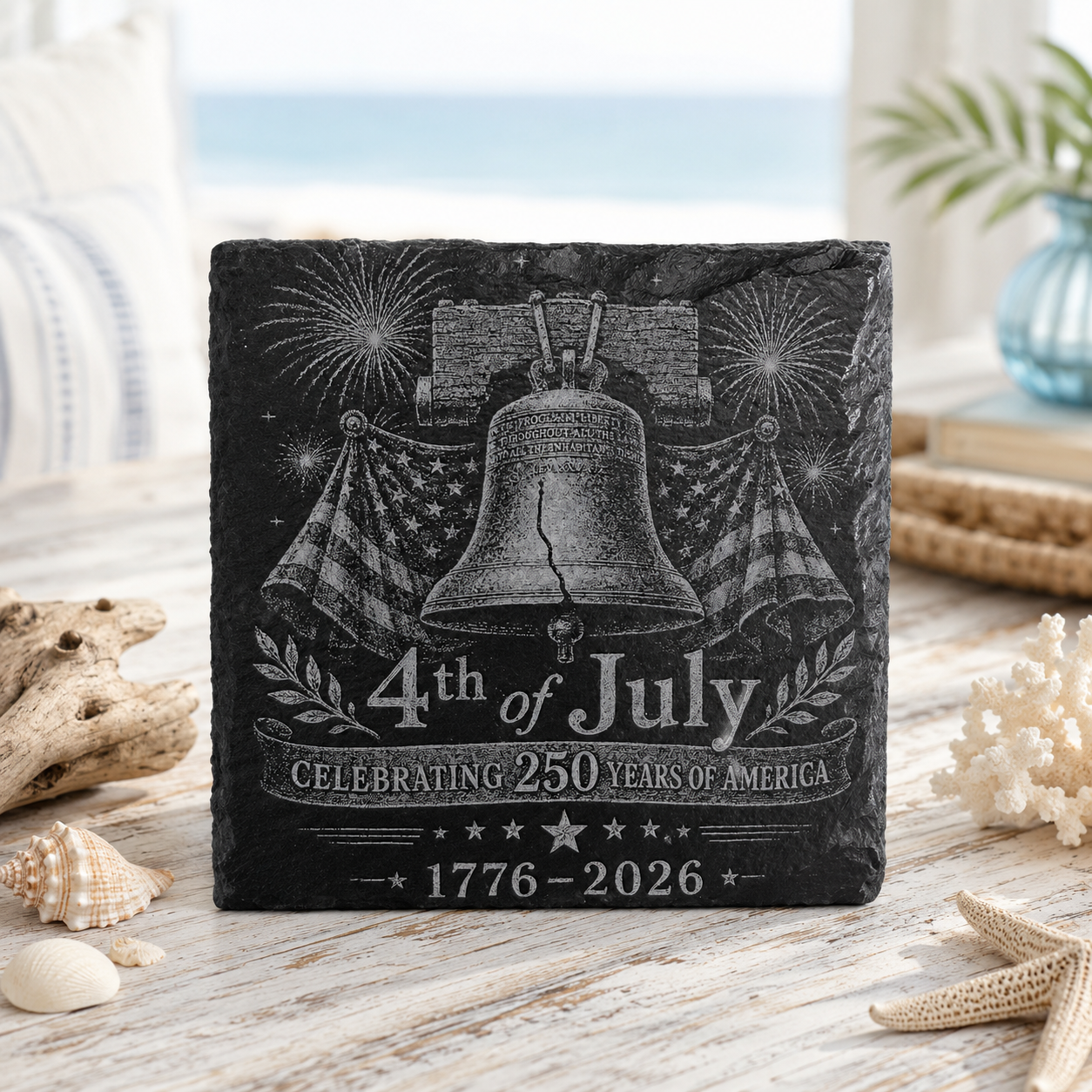 Patriotic Engraved Slate Coaster | Set of 4