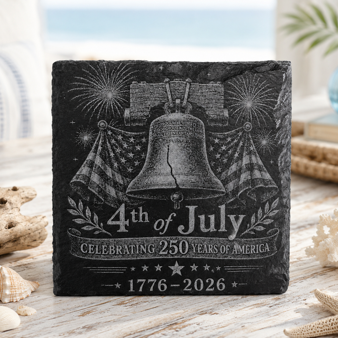 250 Years of America Slate Coaster | Liberty Bell 1776–2026
