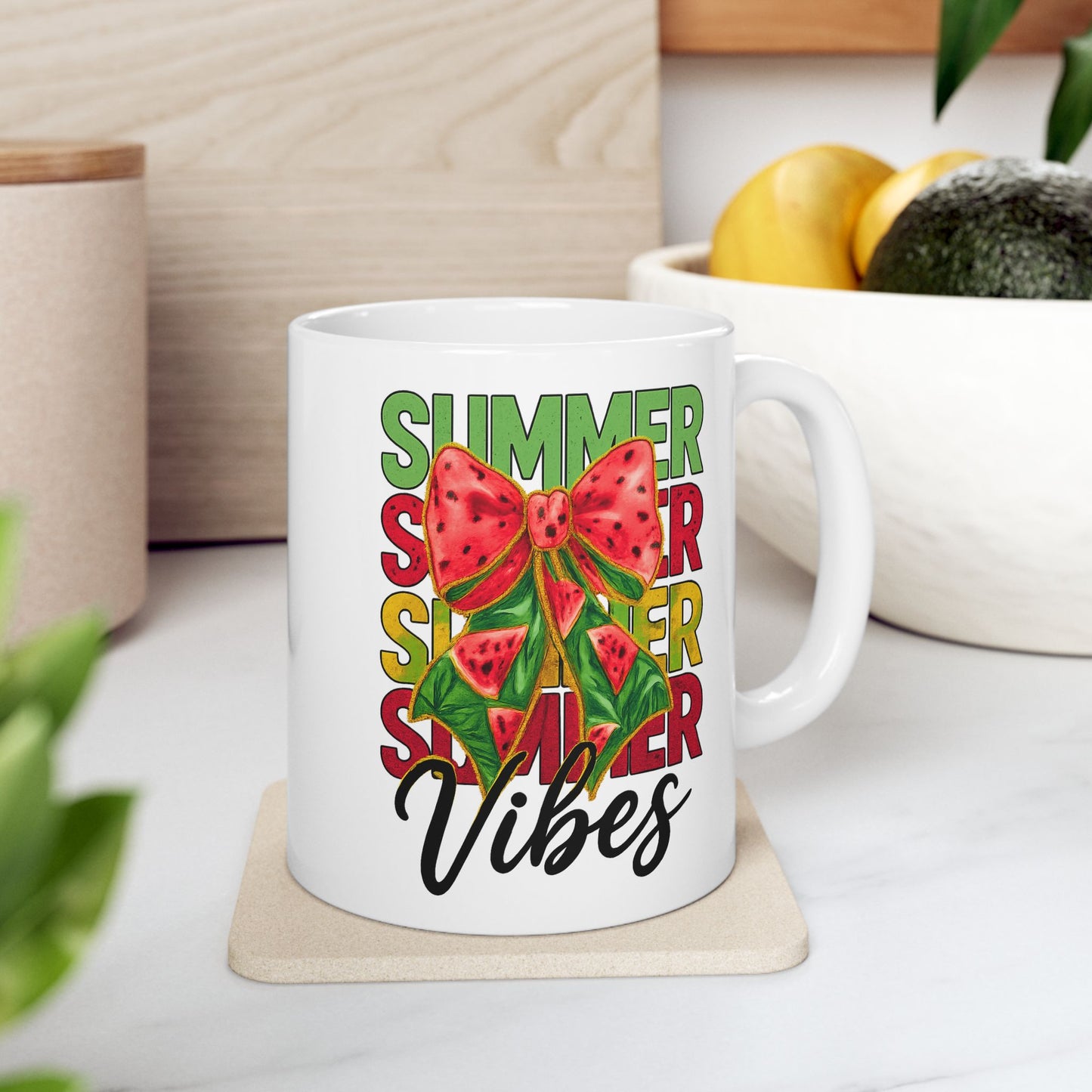 Summer Vibes Watermelon Bow Mug (11oz & 15oz)