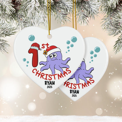 Octopus 1st Christmas Ornament  | Personalized