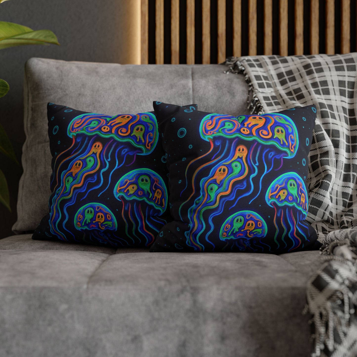 Colorful jellyfish double-sided patterned Halloween pillows.
