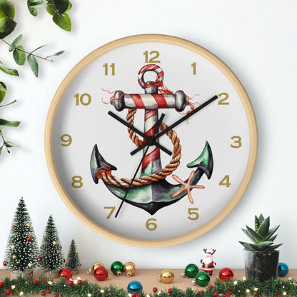Wall clock with anchor design on a white background