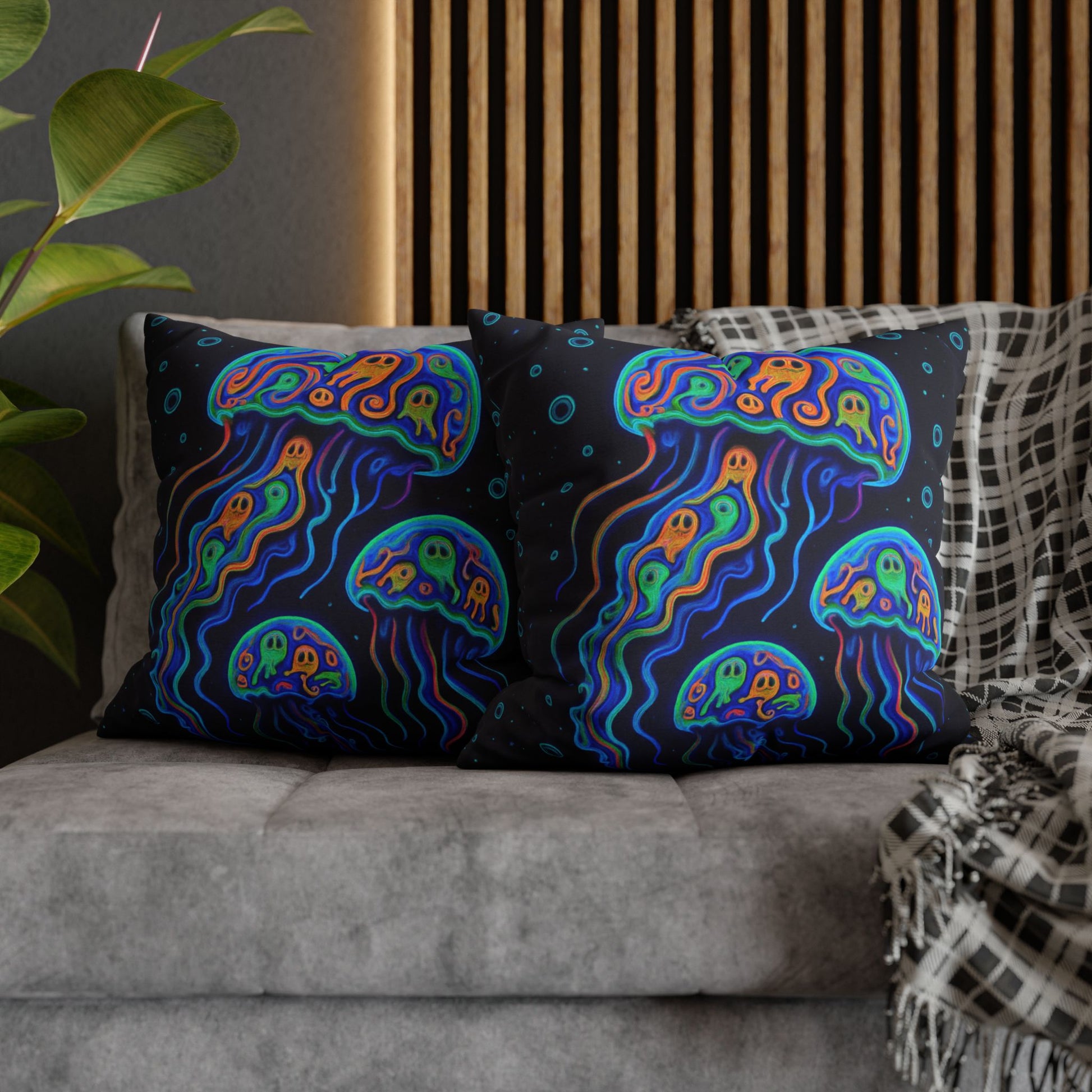 Colorful jellyfish double-sided patterned Halloween pillows.