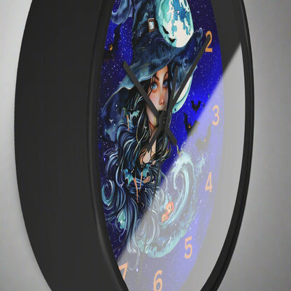 Mystical Witch Night Sky Wall Clock
