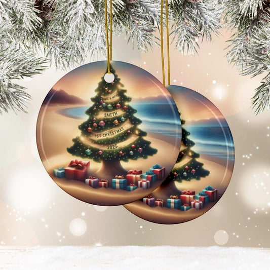 Mr & Mrs First Christmas Ceramic Ornament- Personalized