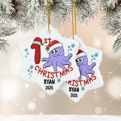 Octopus 1st Christmas Ornament  | Personalized