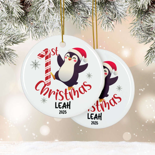 Penguin 1st Christmas Ornament | Personalized