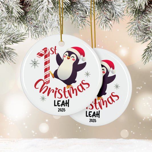 Penguin 1st Christmas Ornament | Personalized