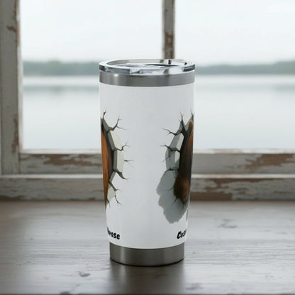 Stainless steel tumbler with bear design.