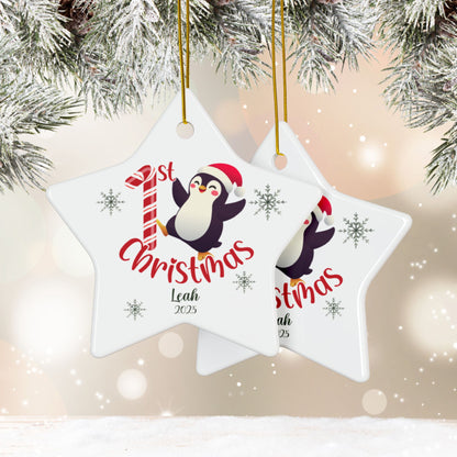 Penguin 1st Christmas Ornament | Personalized