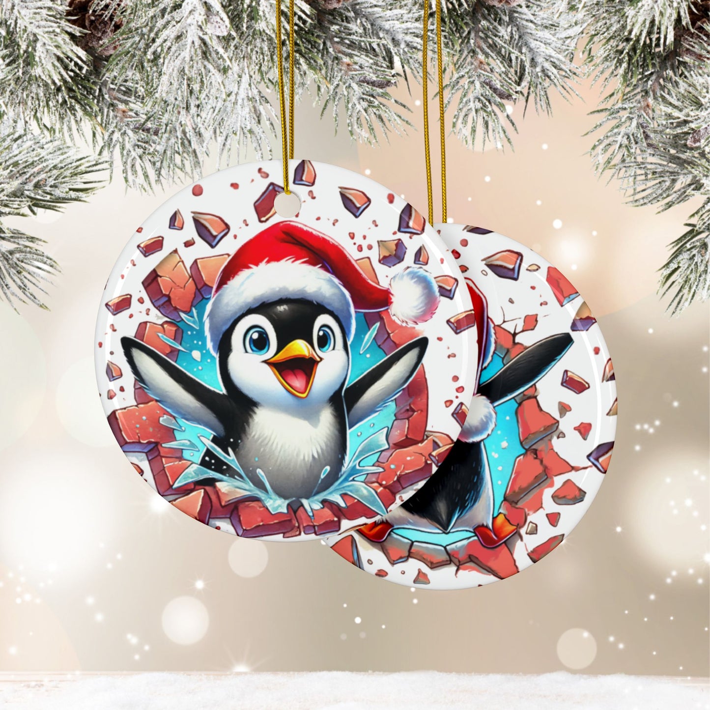 Penguin Red Breakout Ornament