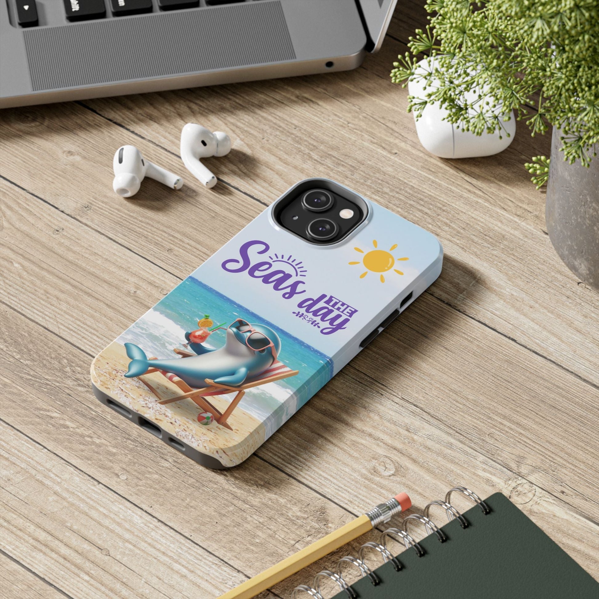 Seas the Day Dolphin Phone Case  Phone Case iPhone-14 Everythings Beachy