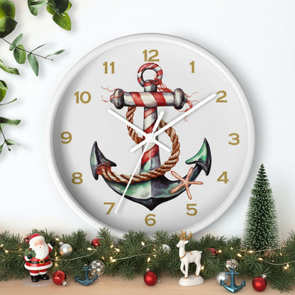 Wall clock with anchor design on a white background